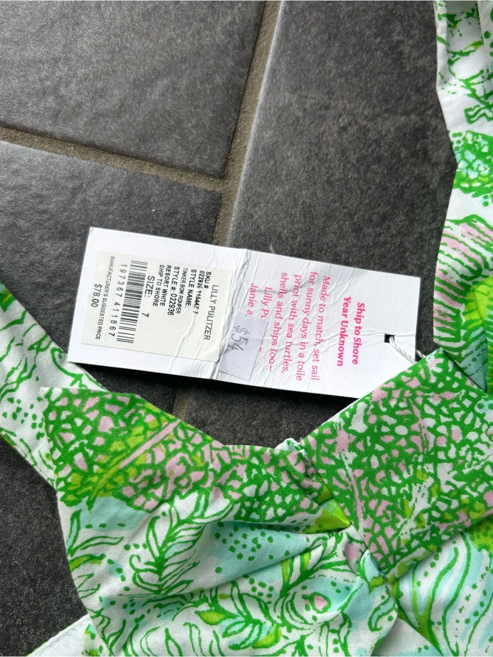 Lilly Pulitzer Janie Jack Green Floral Bow Girls Size 7 Romper